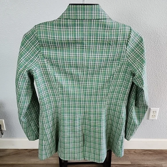 Vici Green Pink Plaid Mid Length Blazer Jacket One Button Medium - Picture 9 of 12